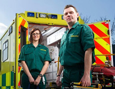 Picture of male and female ambulance personnel