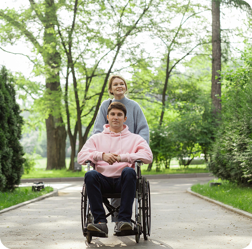 lady and man in a wheelchair